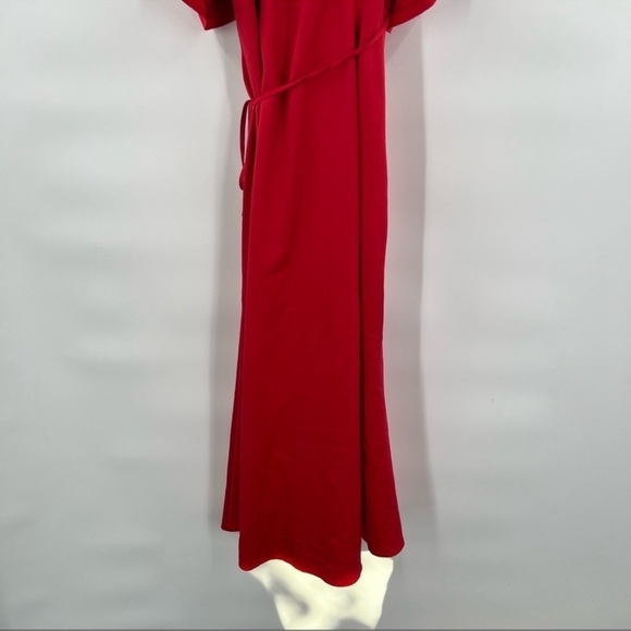 French Connection red cold shoulder dress ruffles faux wrap size 4 - Picture 12 of 13